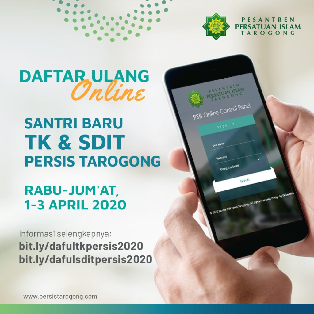 Daftar Ulang Santri Baru TK Persis Tarogong 2020-2021 dafultksdit2020 ig post